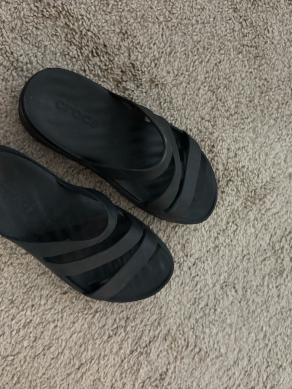 CROCS Women's Black Multi-Strap Slide Sandals